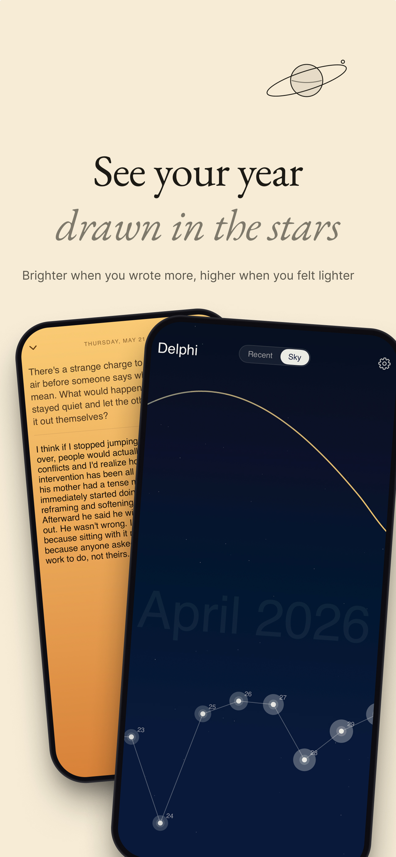 Delphi sky view plotting mood against astrological events